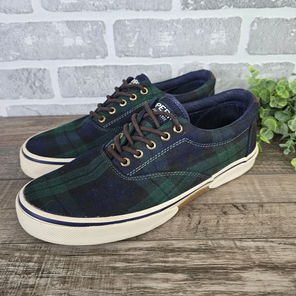 Sperry Halyard CVO Black Watch Tartan Sneakers Men's 9 STS21339
